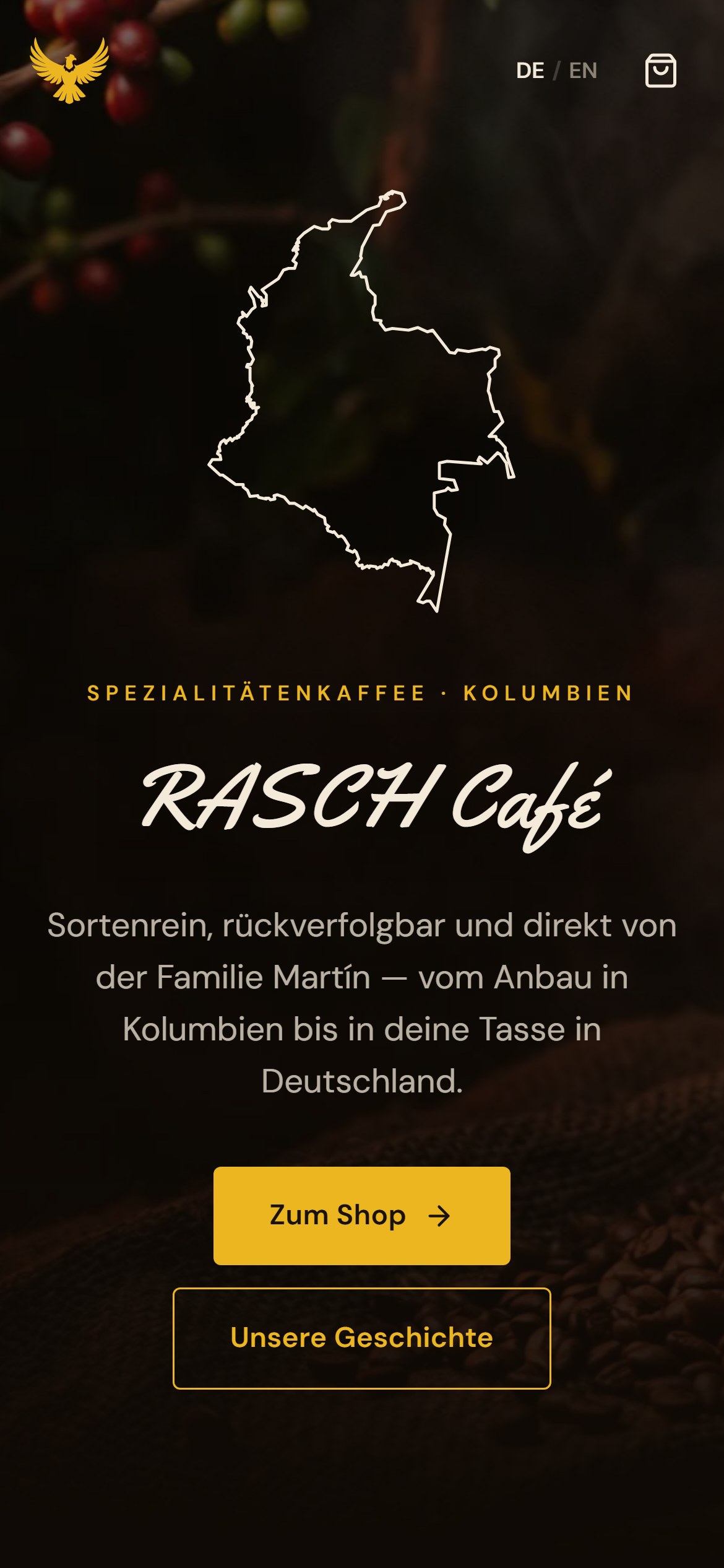 RASCH Café en móvil: hero responsive